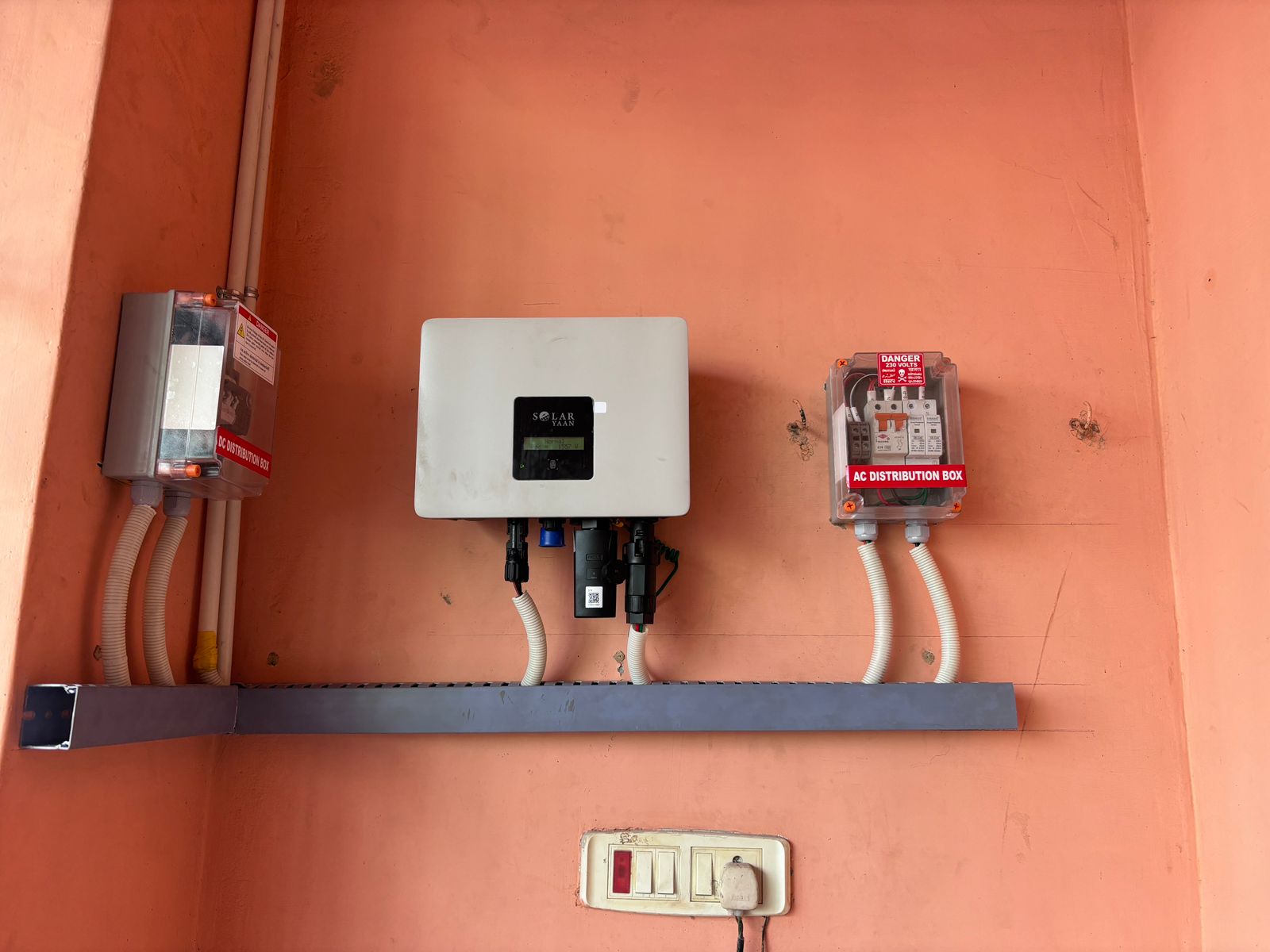 Close-up of a home solar power system inverter